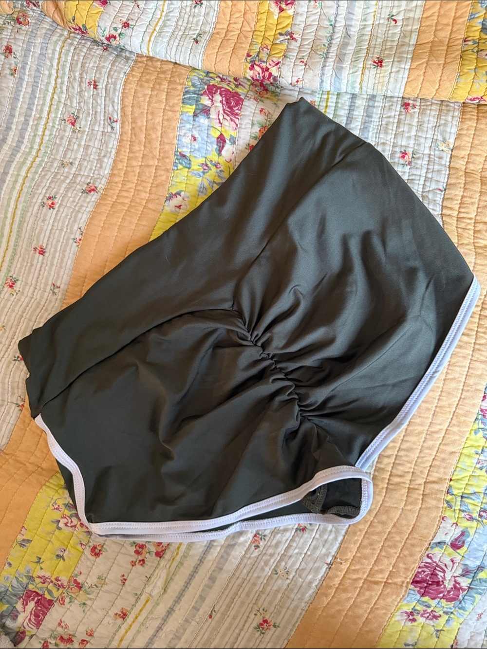 Amazon Women’s Dark Green Athletic Shorts with White Trim